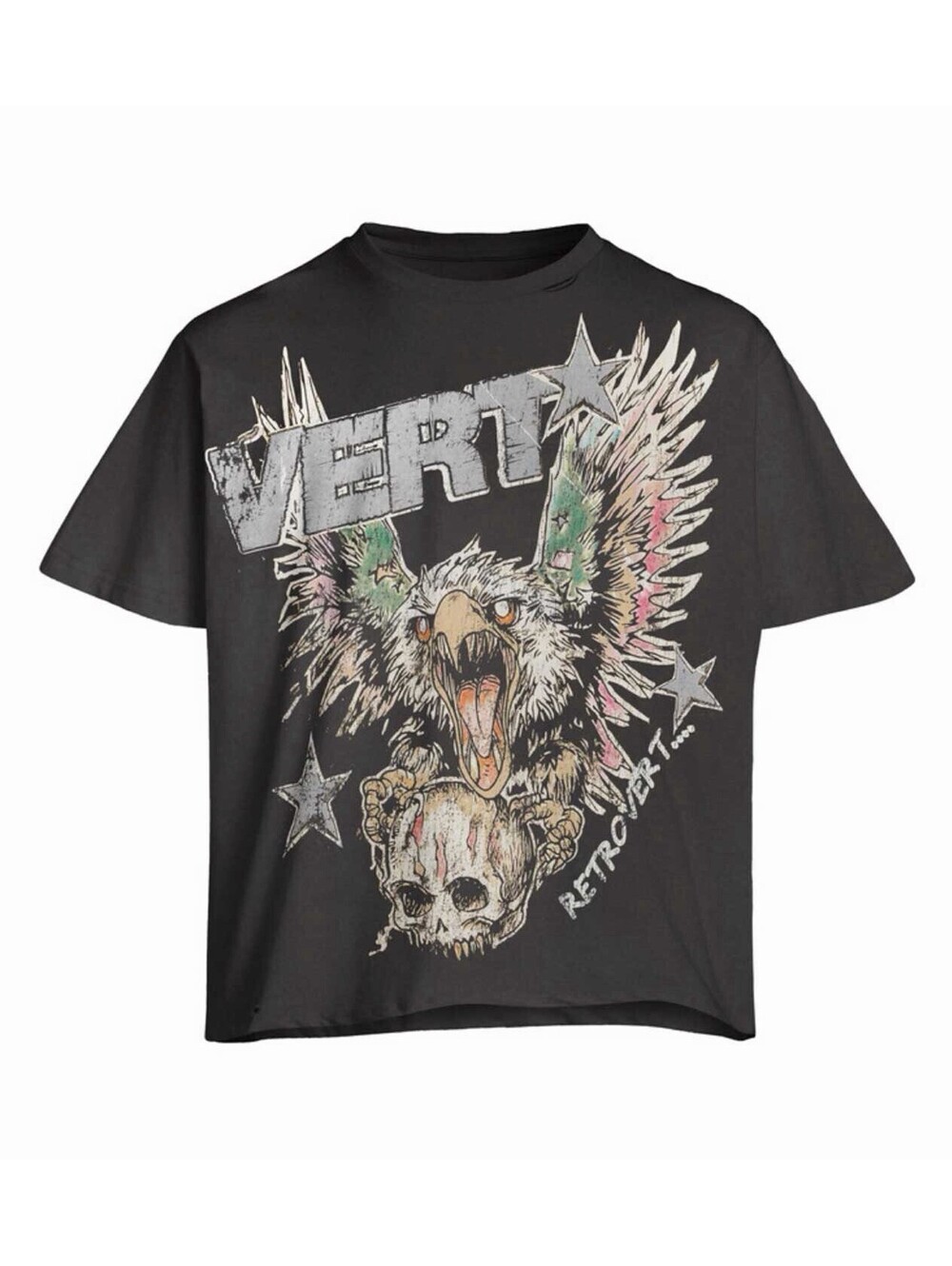 RETROVERT Designer GREY FALCON SKULL T-SHIRT Size Small NWOT